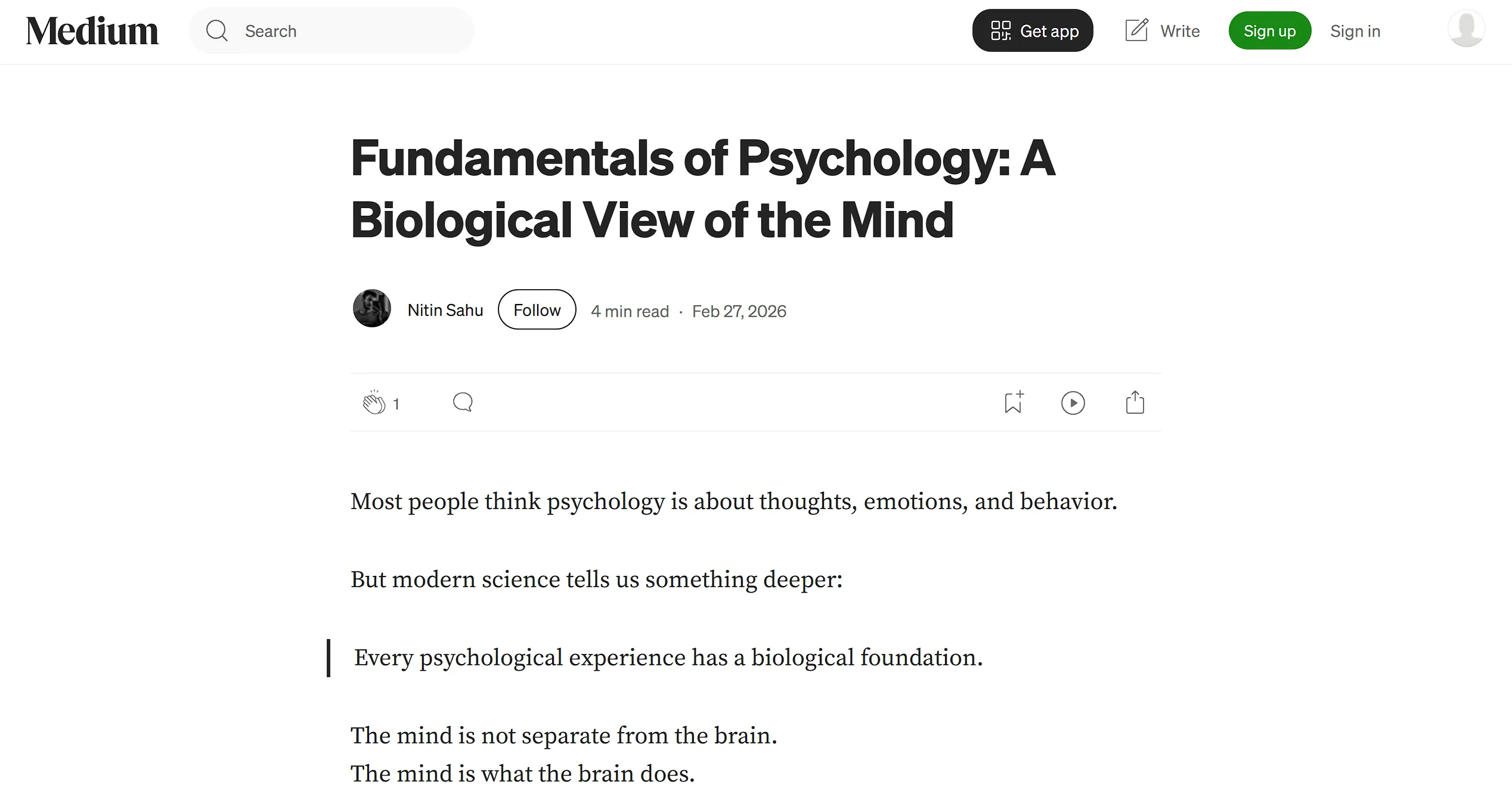 Fundamentals of Psychology: A Biological View of the Mind